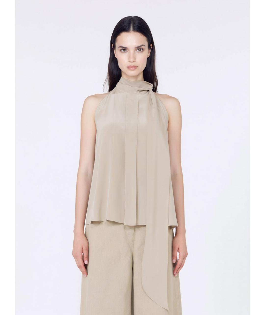 MAX MARA Бежевая шелковая блузы, фото 3