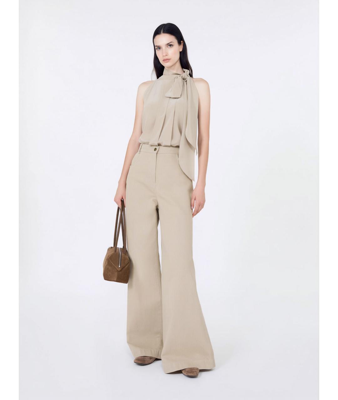 MAX MARA Бежевая шелковая блузы, фото 2