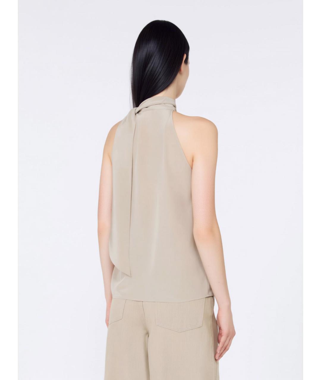 MAX MARA Бежевая шелковая блузы, фото 4