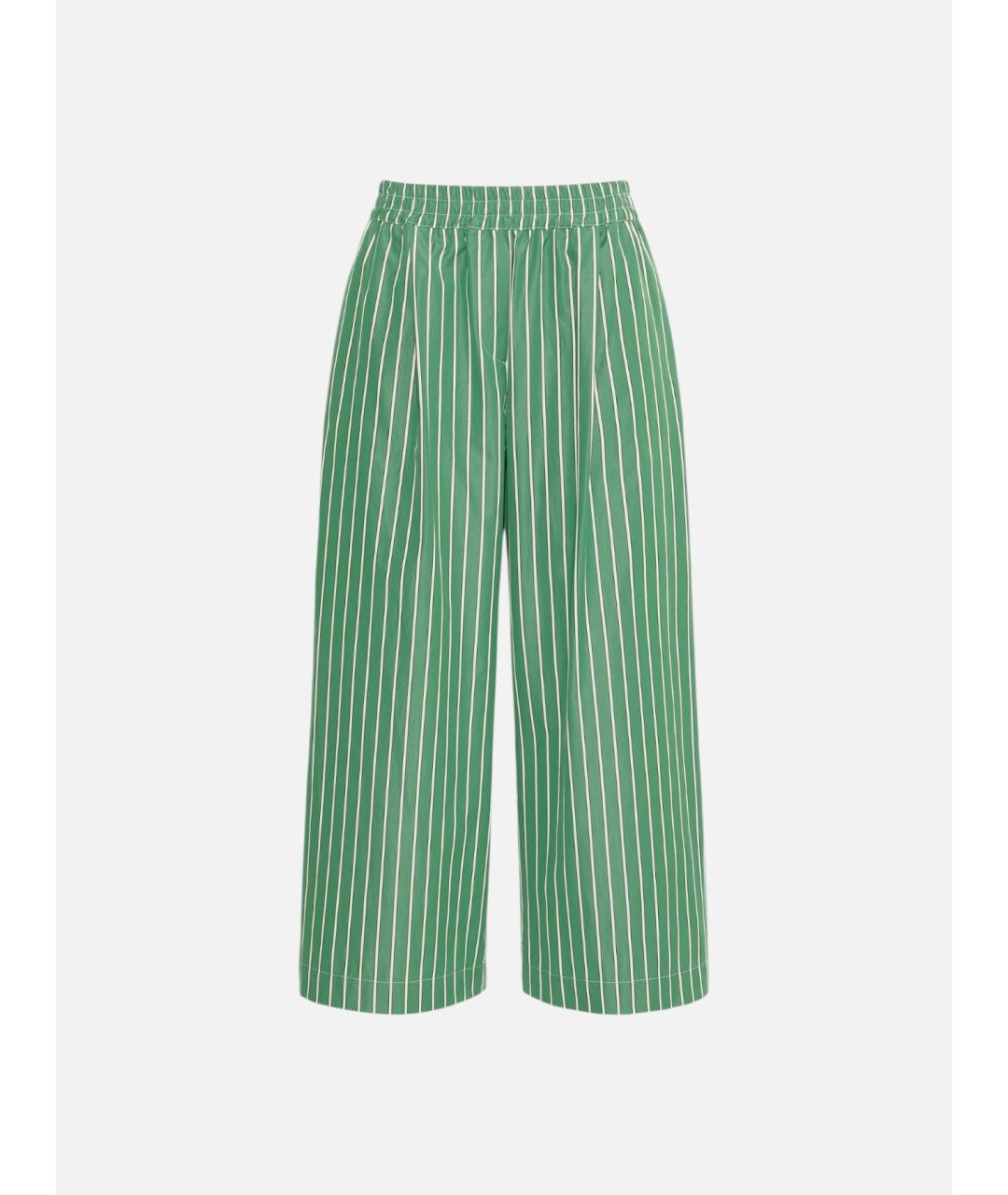 WEEKEND MAX MARA Зеленые хлопковые брюки широкие, фото 1
