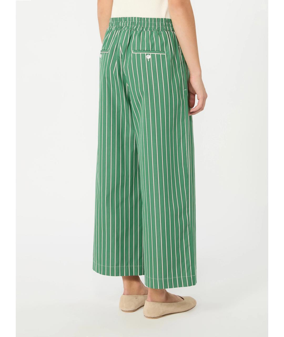 WEEKEND MAX MARA Зеленые хлопковые брюки широкие, фото 4