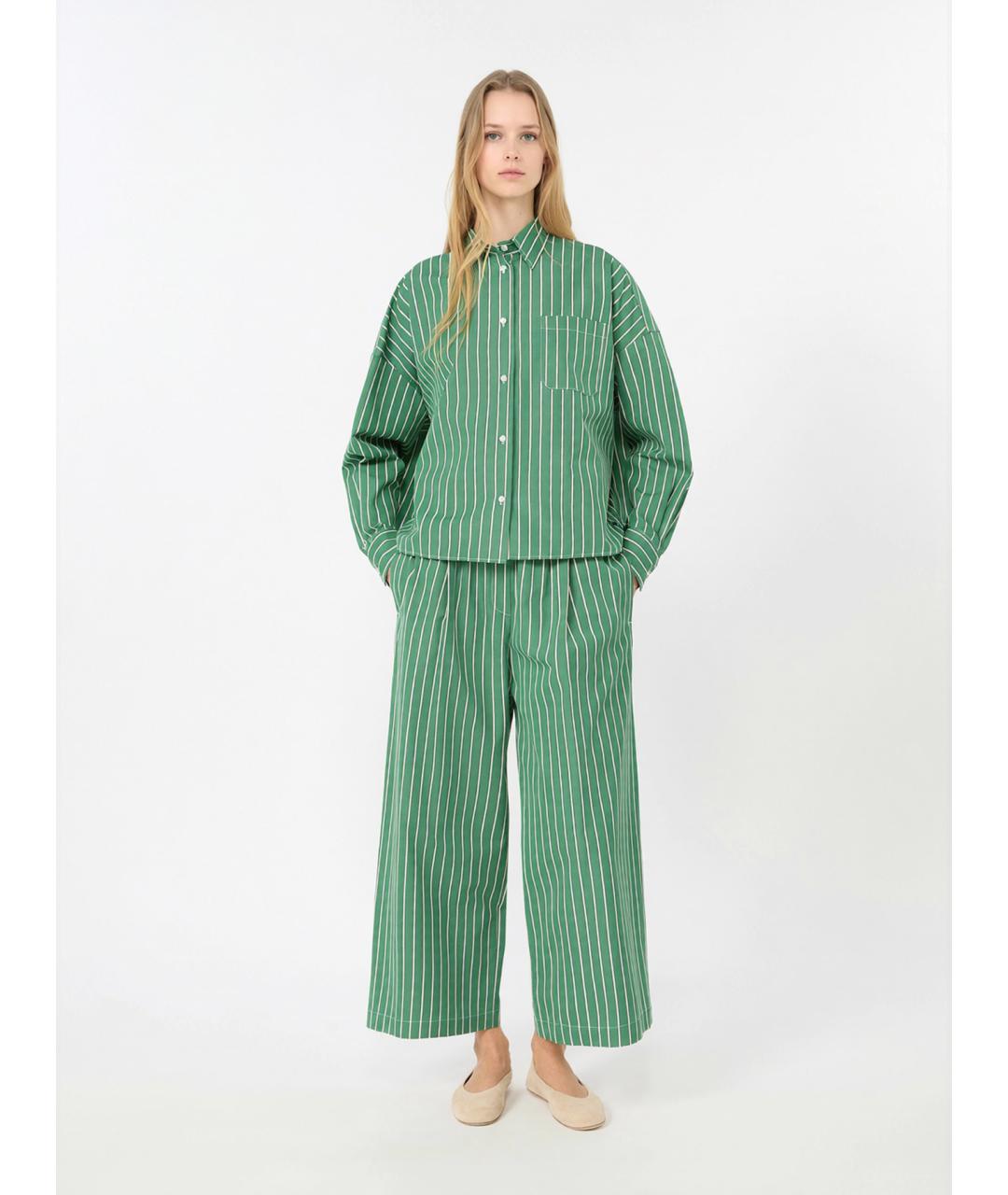WEEKEND MAX MARA Зеленые хлопковые брюки широкие, фото 2