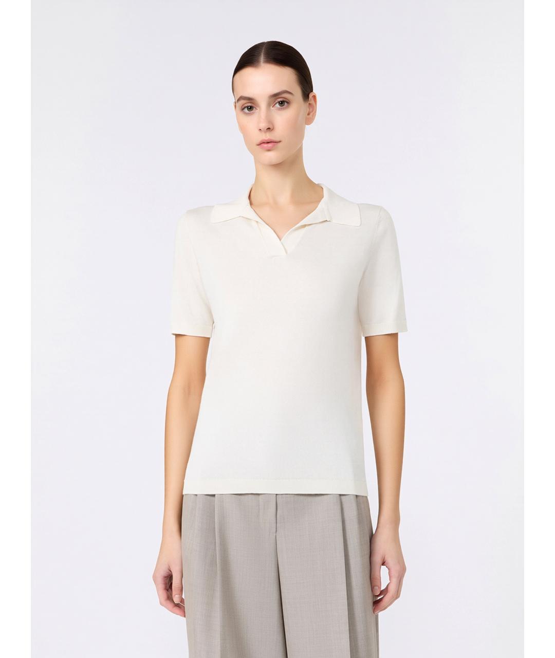 WEEKEND MAX MARA Бежевая шелковая футболка, фото 3