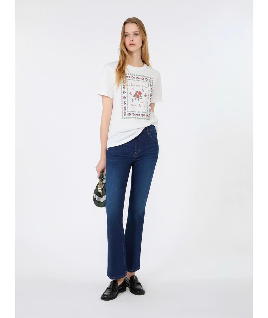 WEEKEND MAX MARA Белая хлопковая футболка, фото 2