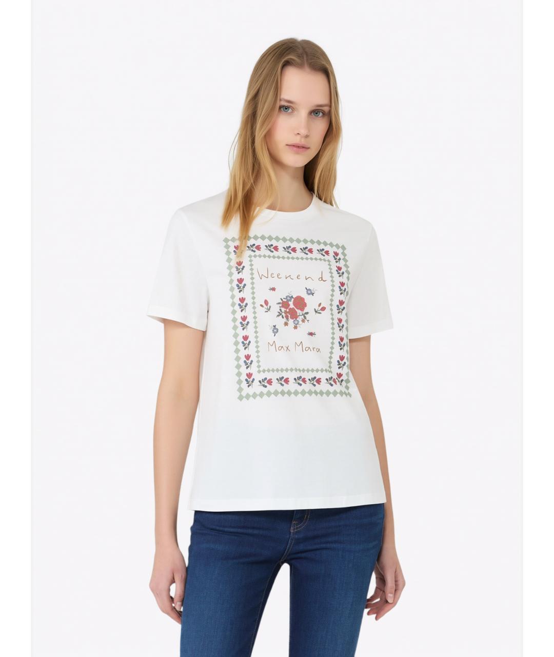 WEEKEND MAX MARA Белая хлопковая футболка, фото 1
