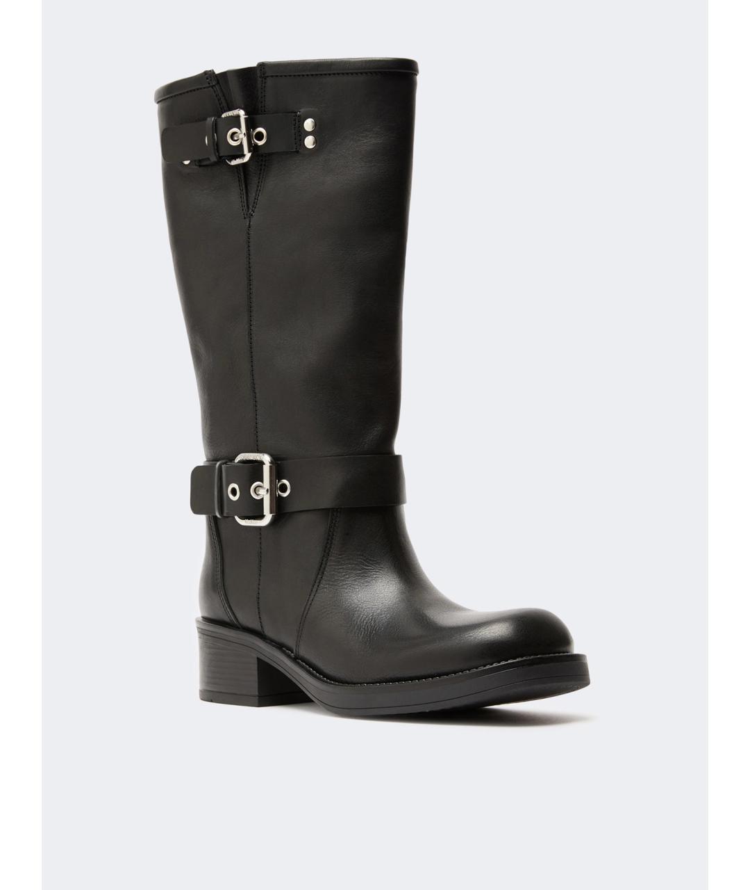 WEEKEND MAX MARA Черные кожаные сапоги, фото 3