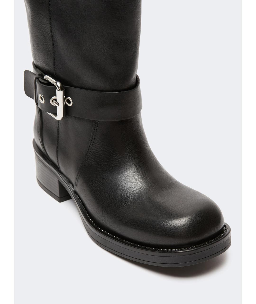 WEEKEND MAX MARA Черные кожаные сапоги, фото 4