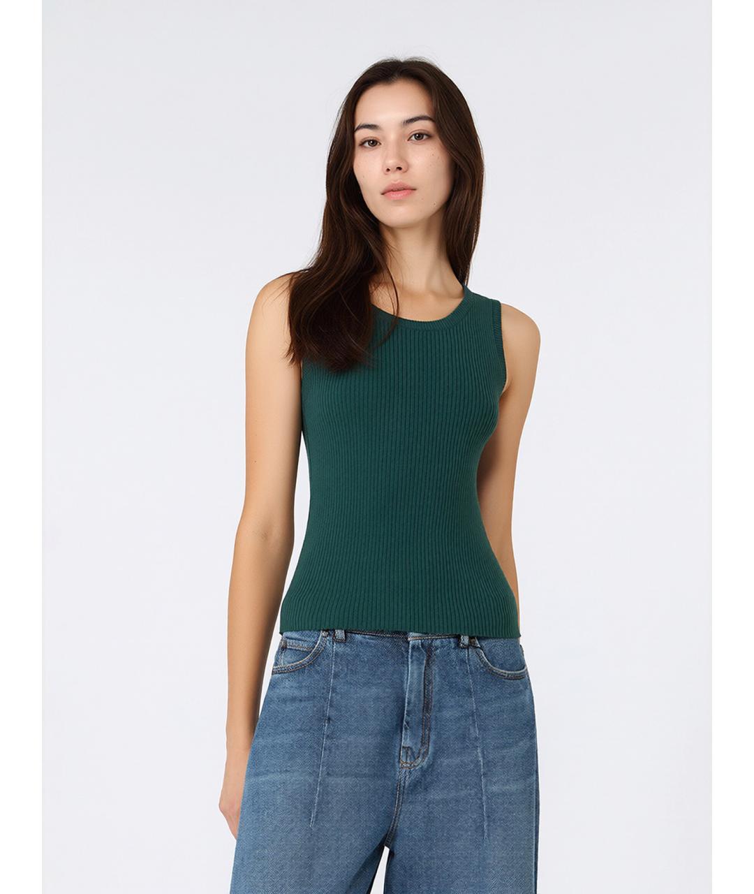 WEEKEND MAX MARA Зеленая вискозная майка, фото 3