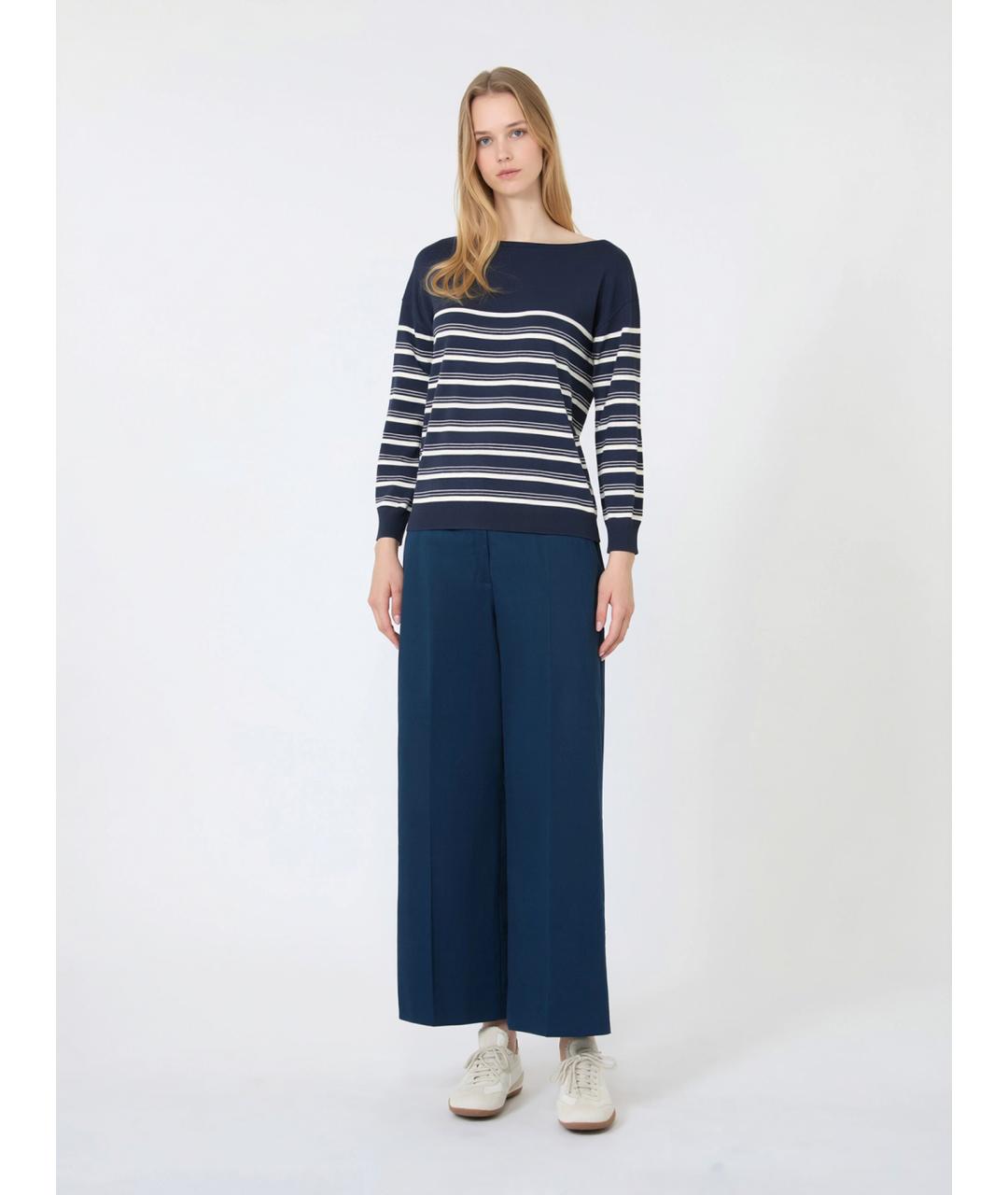 WEEKEND MAX MARA Синие хлопковые прямые брюки, фото 2