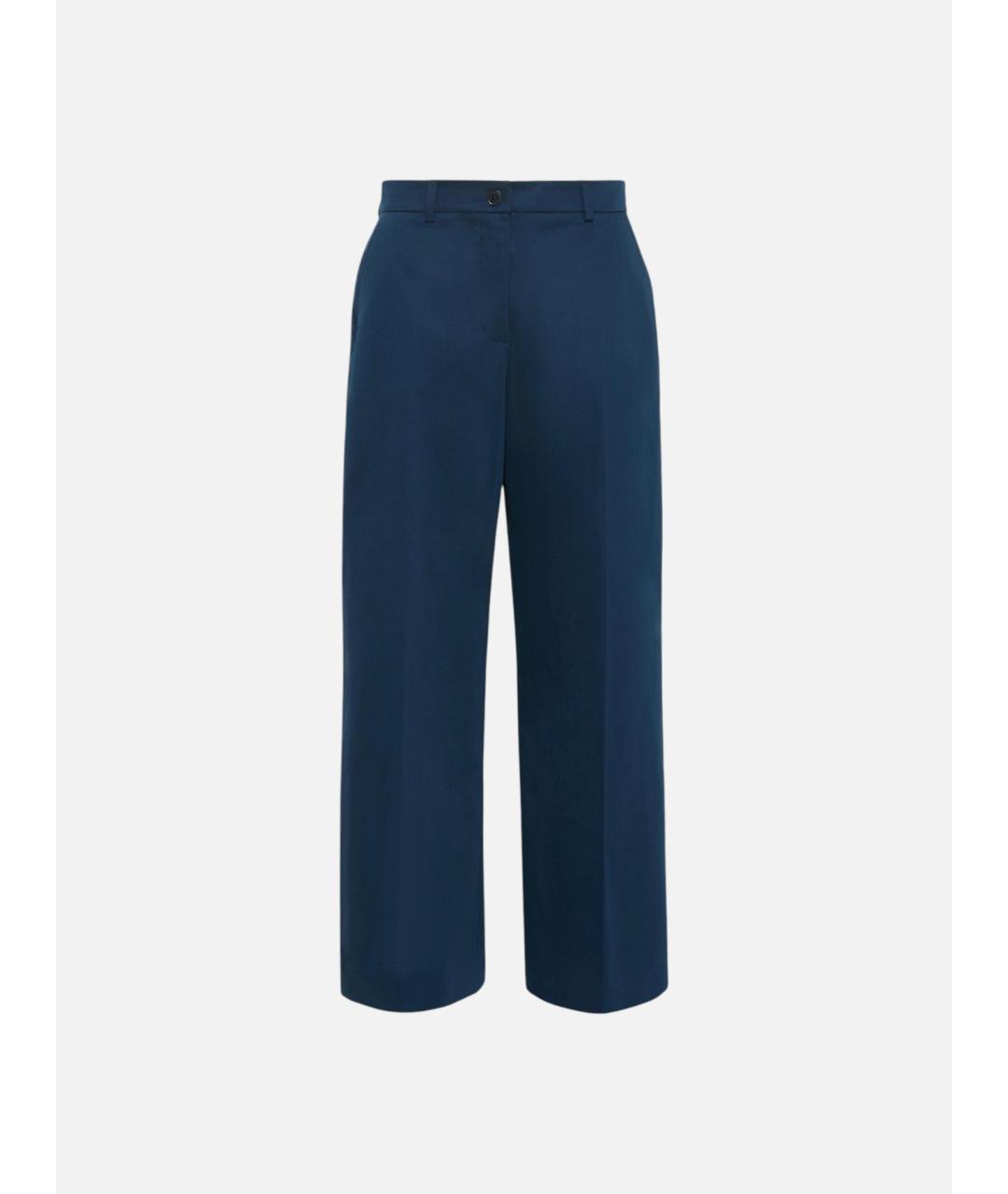 WEEKEND MAX MARA Синие хлопковые прямые брюки, фото 1
