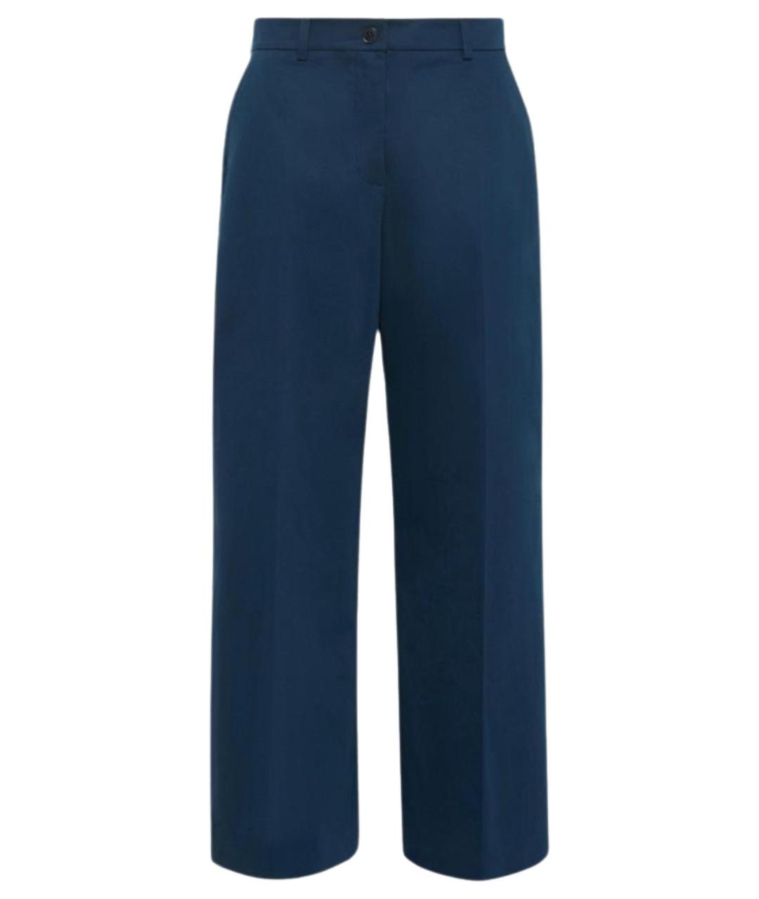 WEEKEND MAX MARA Синие хлопковые прямые брюки, фото 1