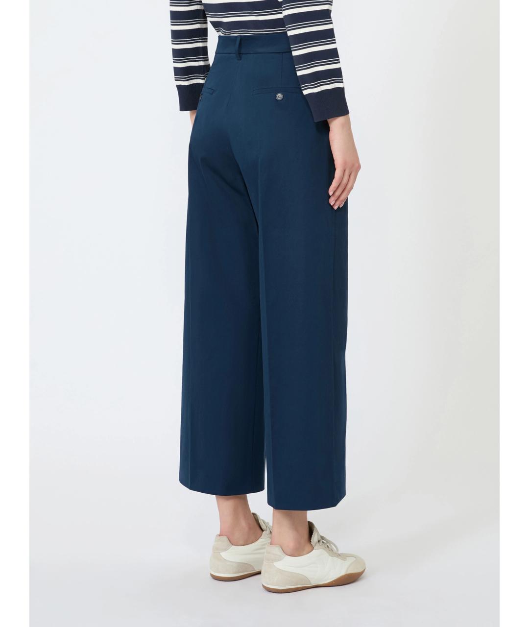 WEEKEND MAX MARA Синие хлопковые прямые брюки, фото 4