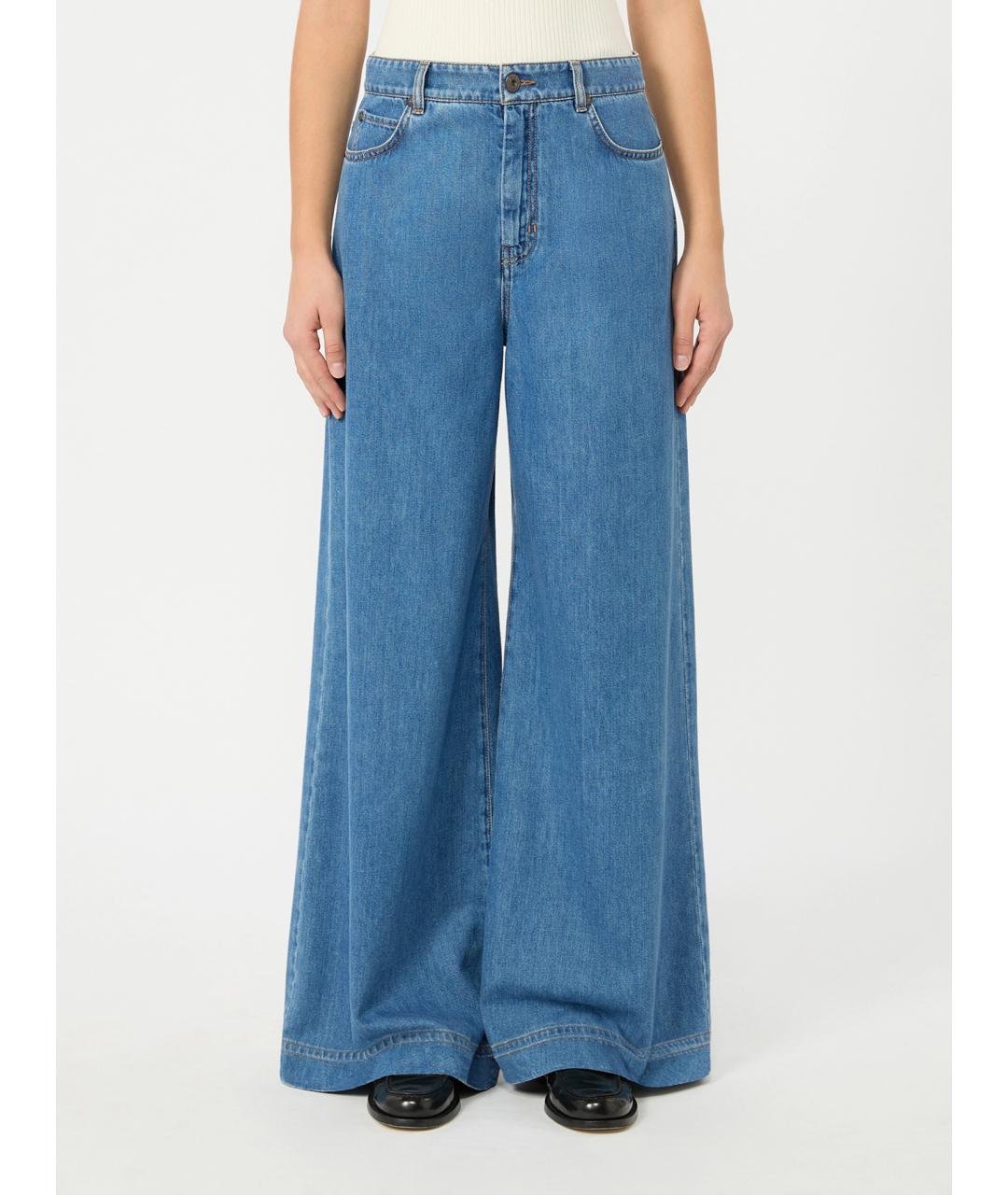 WEEKEND MAX MARA Синие хлопковые прямые джинсы, фото 3