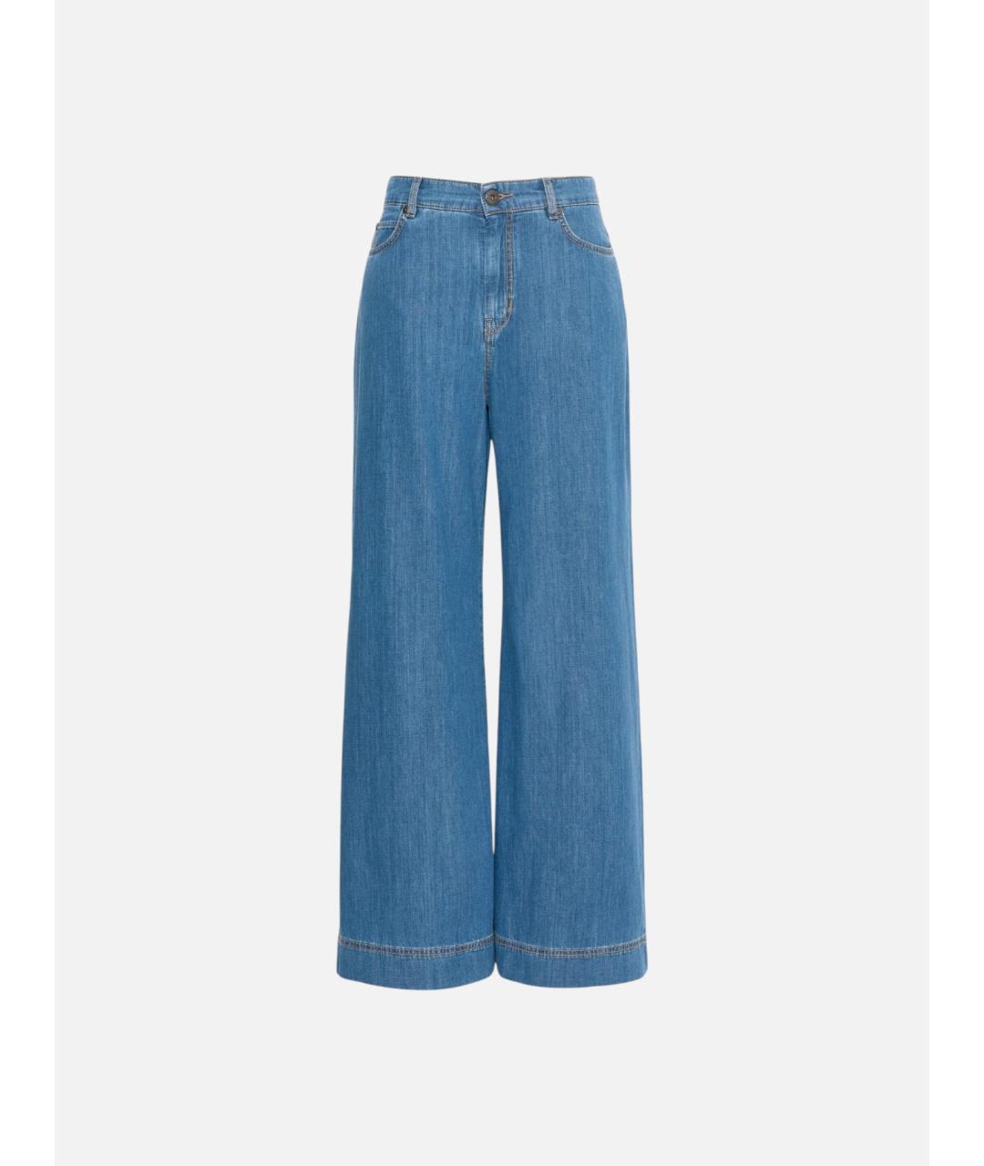 WEEKEND MAX MARA Синие хлопковые прямые джинсы, фото 1