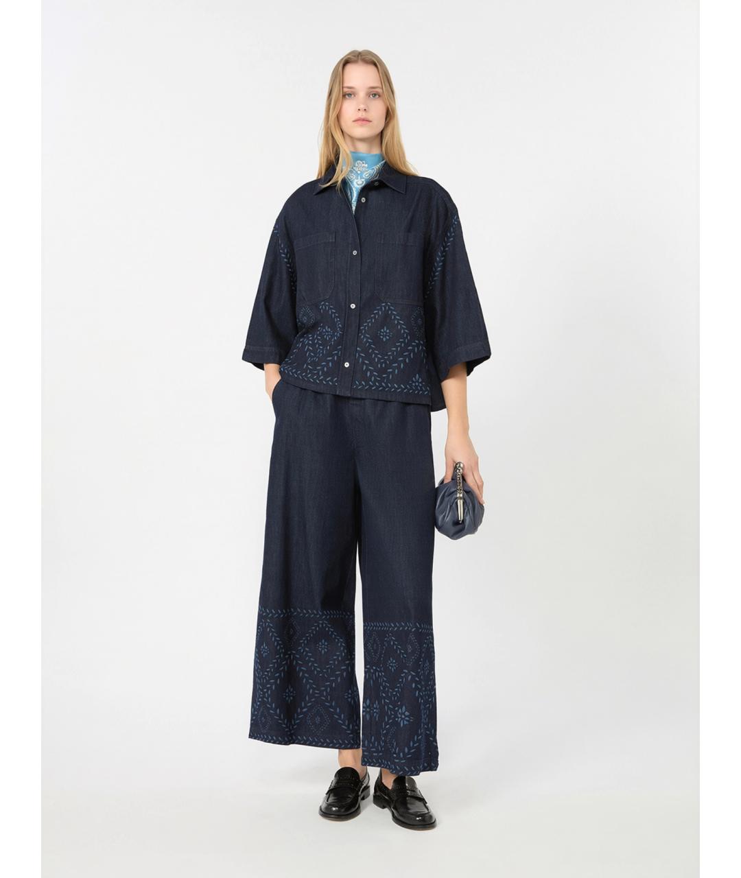 WEEKEND MAX MARA Синие хлопковые прямые джинсы, фото 2