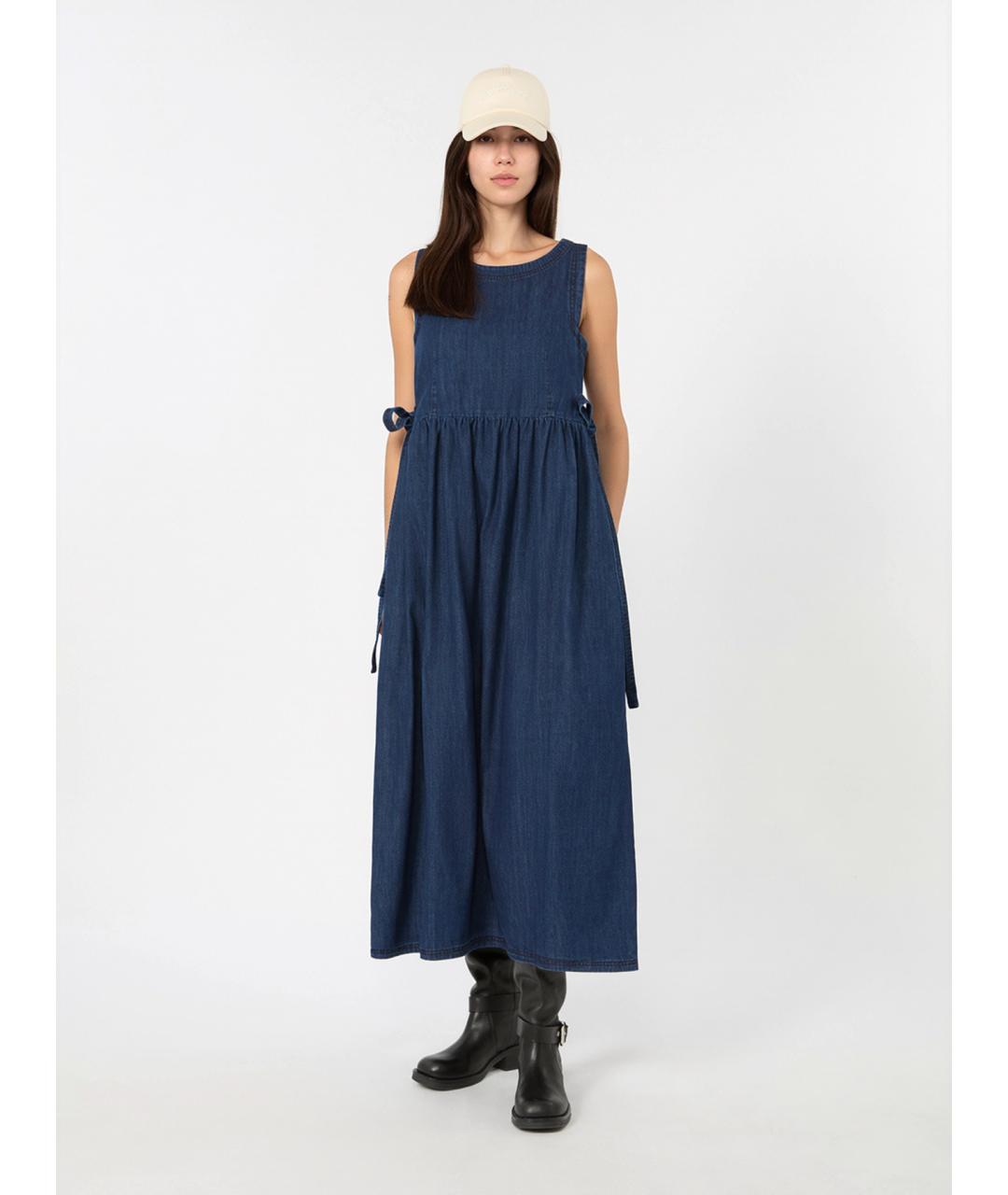 WEEKEND MAX MARA Синее хлопковое повседневное платье, фото 2