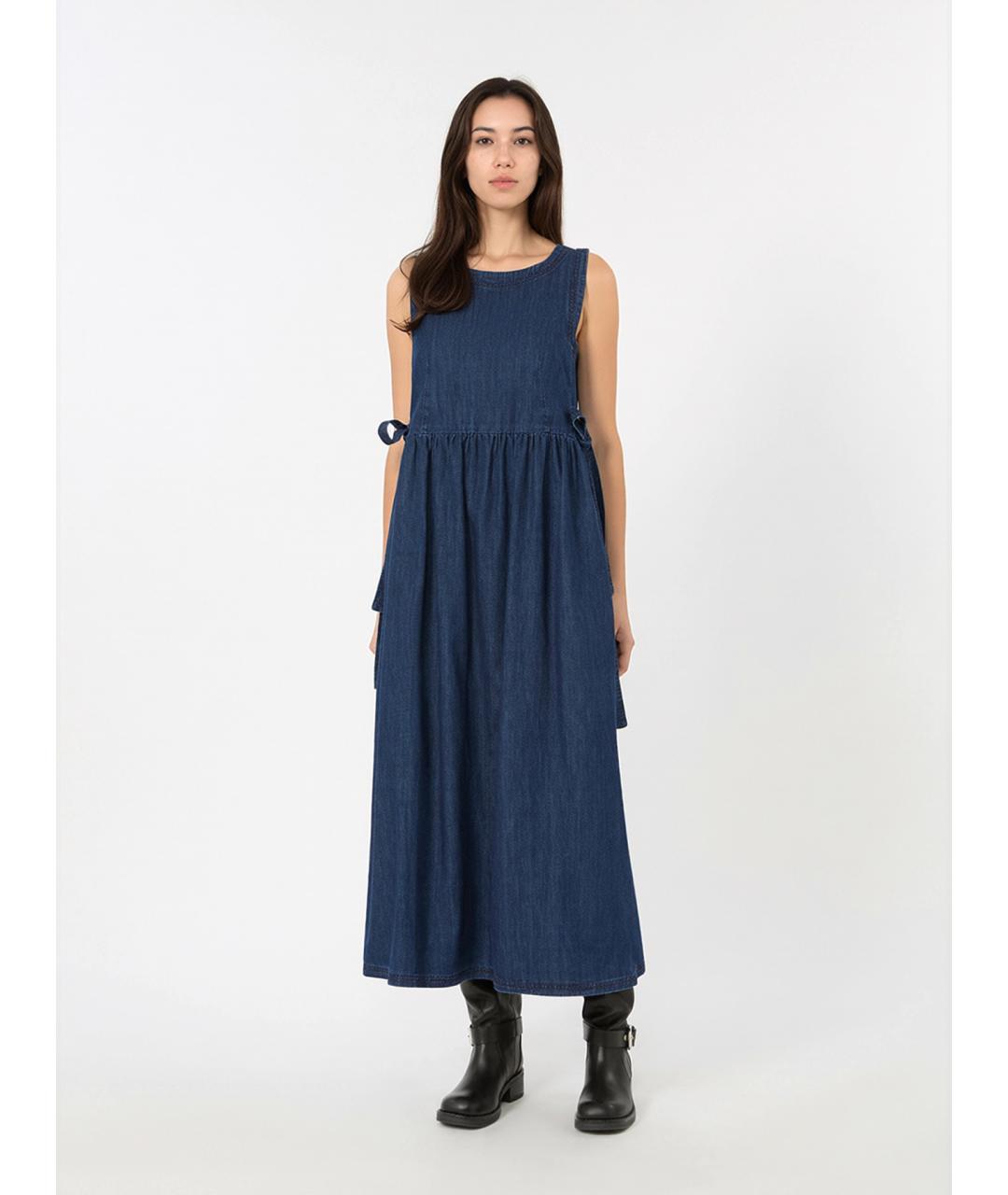 WEEKEND MAX MARA Синее хлопковое повседневное платье, фото 3
