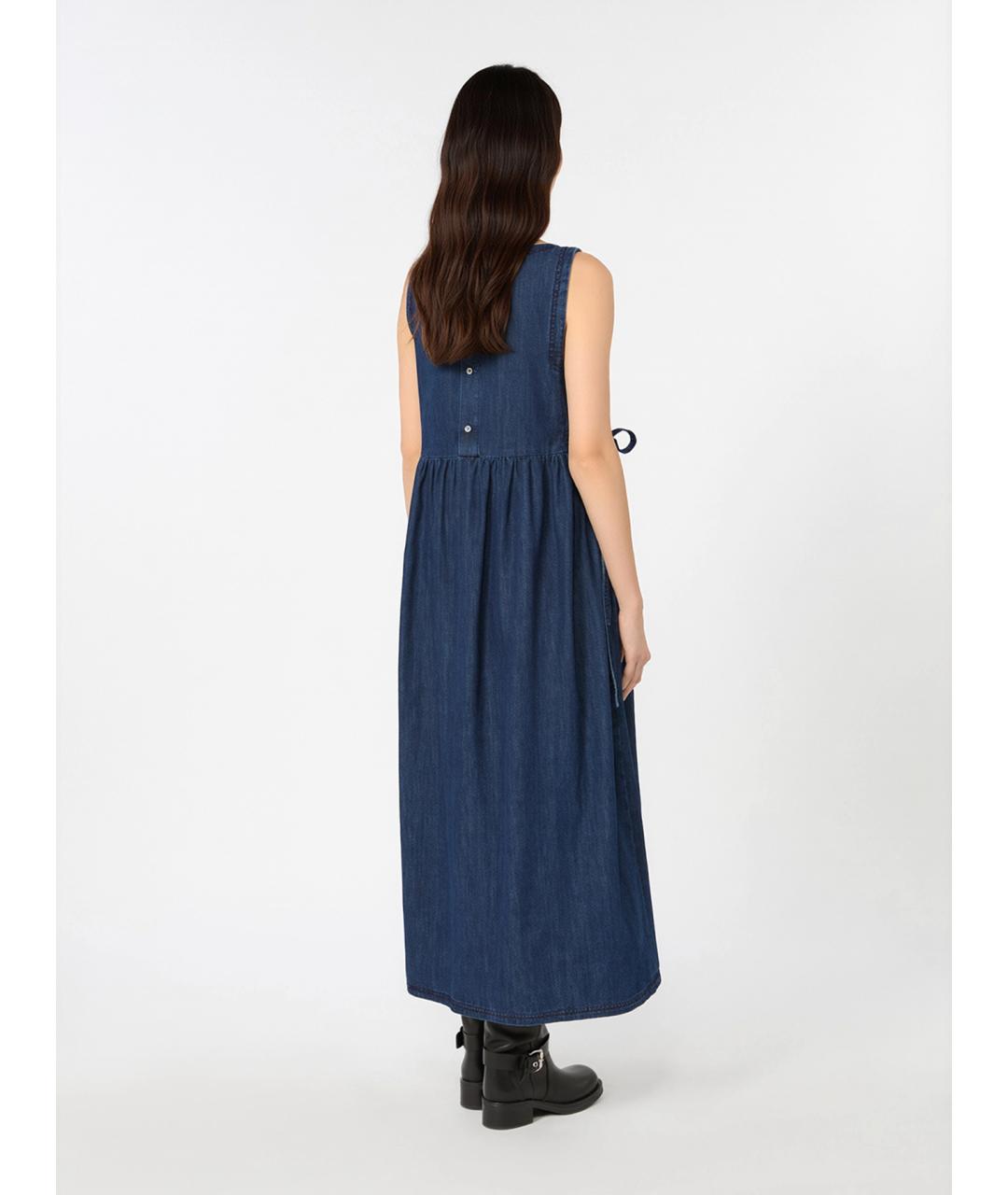 WEEKEND MAX MARA Синее хлопковое повседневное платье, фото 4