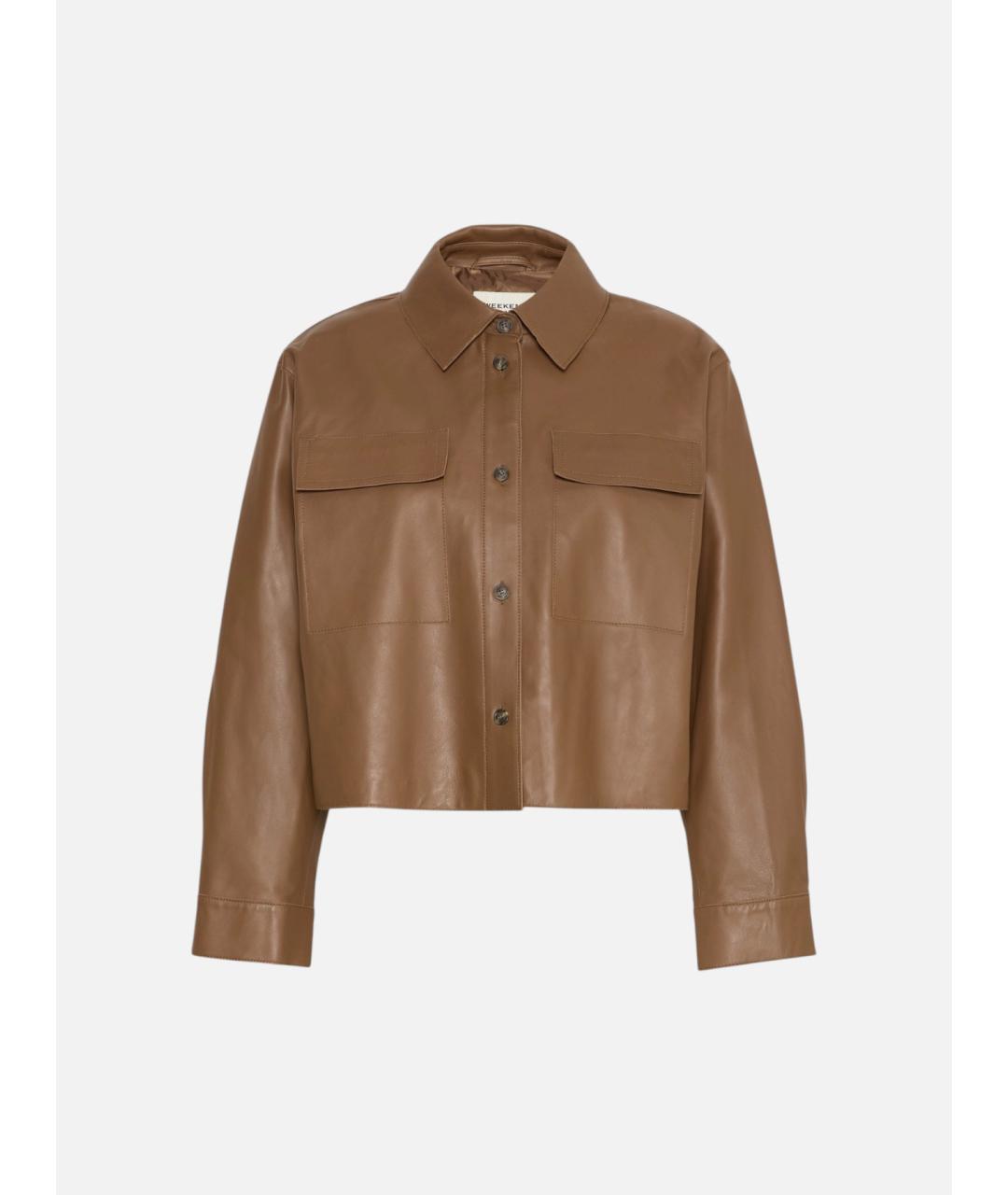 WEEKEND MAX MARA Коричневая кожаная куртка, фото 1