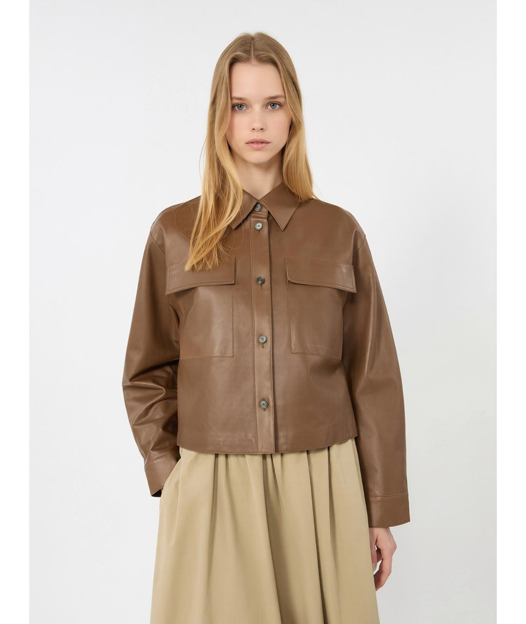 WEEKEND MAX MARA Коричневая кожаная куртка, фото 5