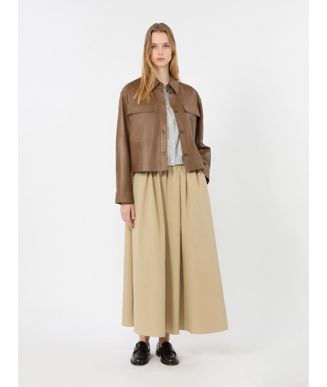 WEEKEND MAX MARA Коричневая кожаная куртка, фото 2