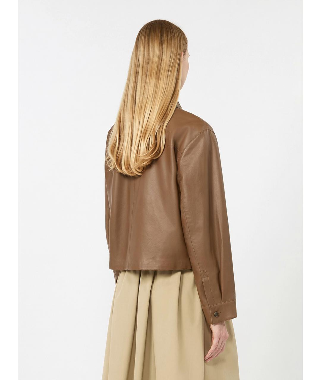 WEEKEND MAX MARA Коричневая кожаная куртка, фото 4