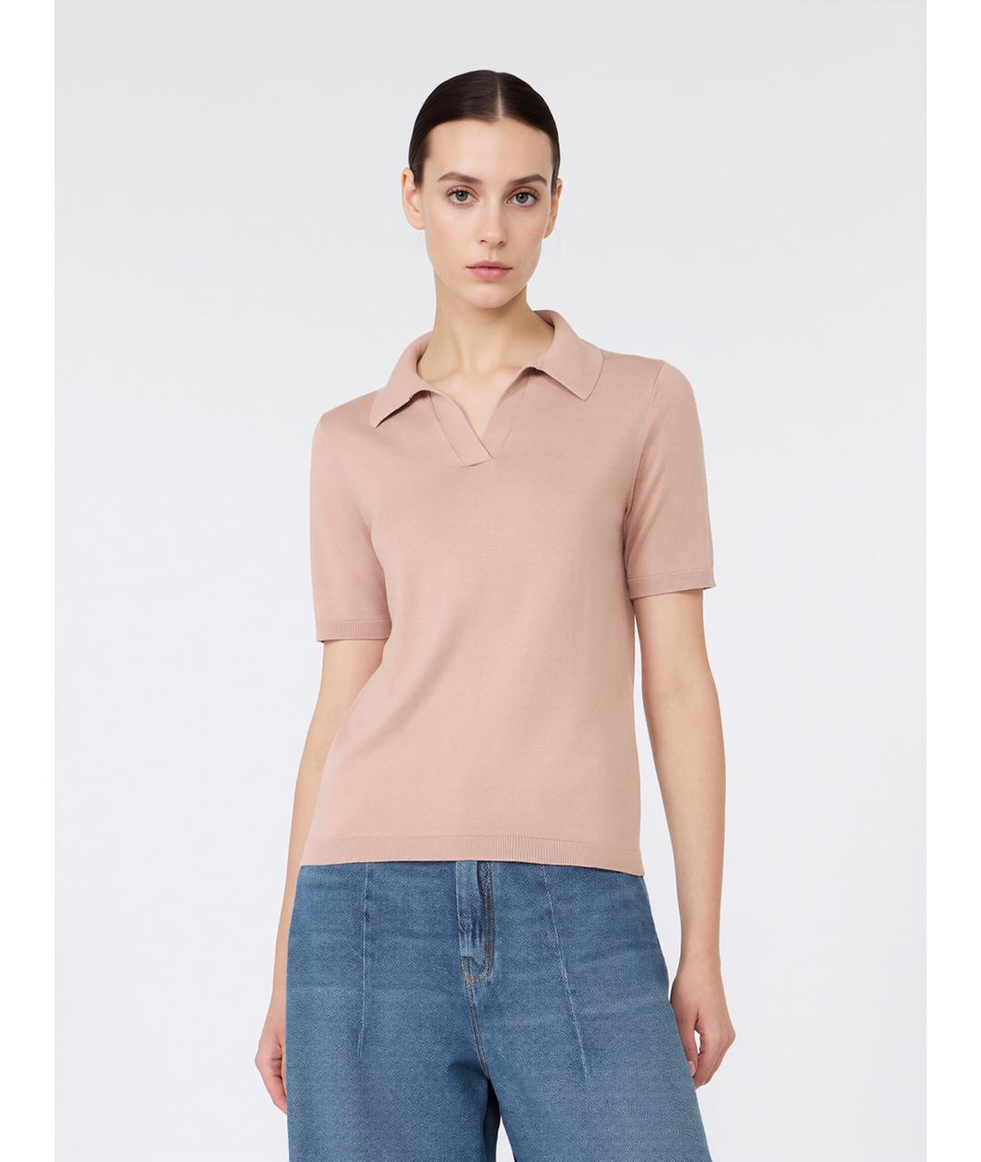 WEEKEND MAX MARA Розовая шелковая футболка, фото 3