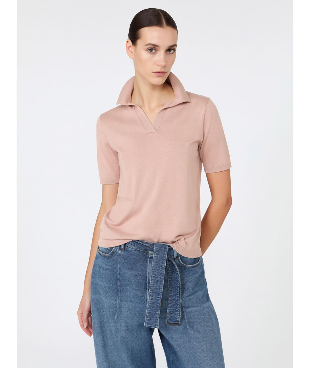 WEEKEND MAX MARA Розовая шелковая футболка, фото 5