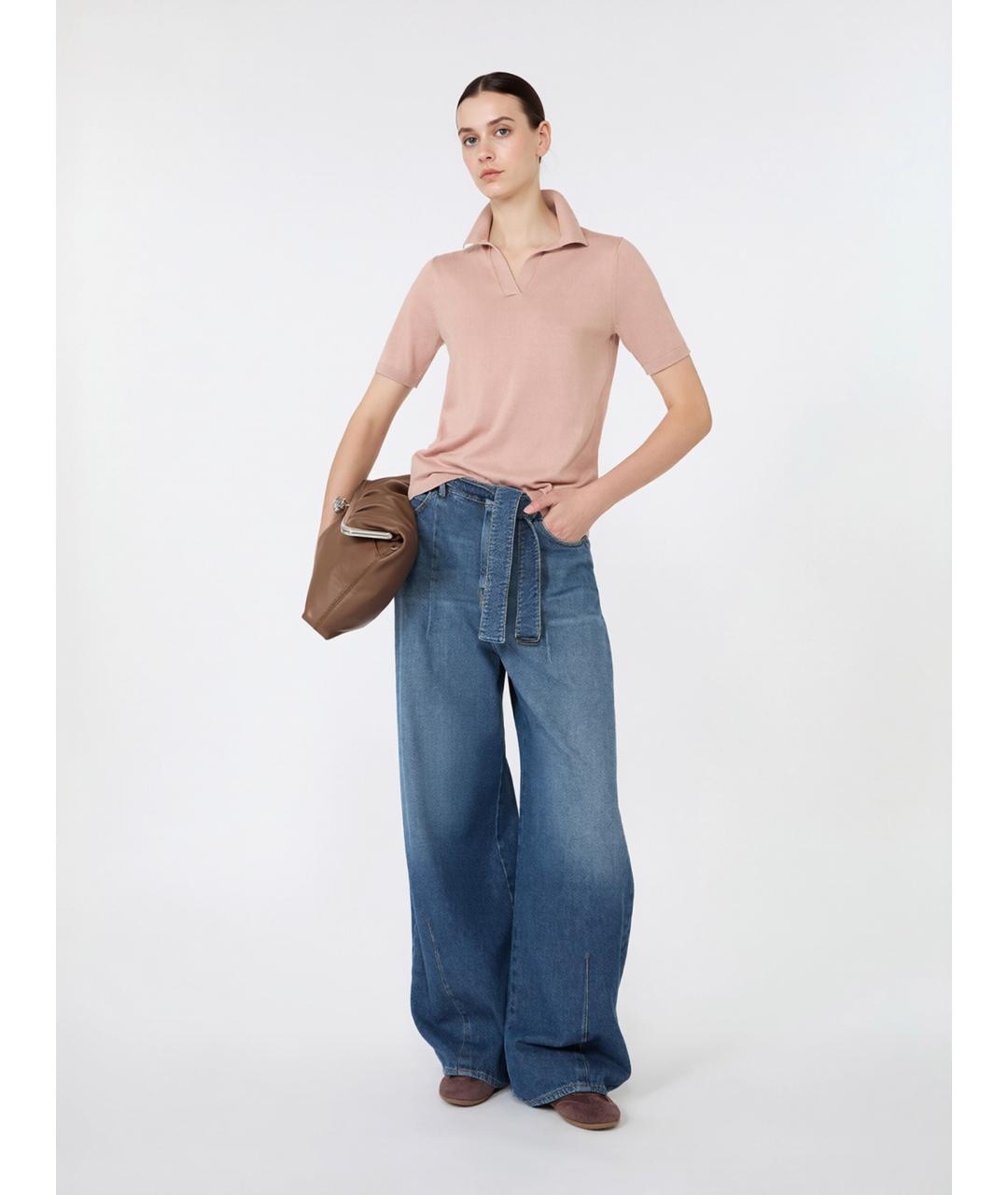 WEEKEND MAX MARA Розовая шелковая футболка, фото 2