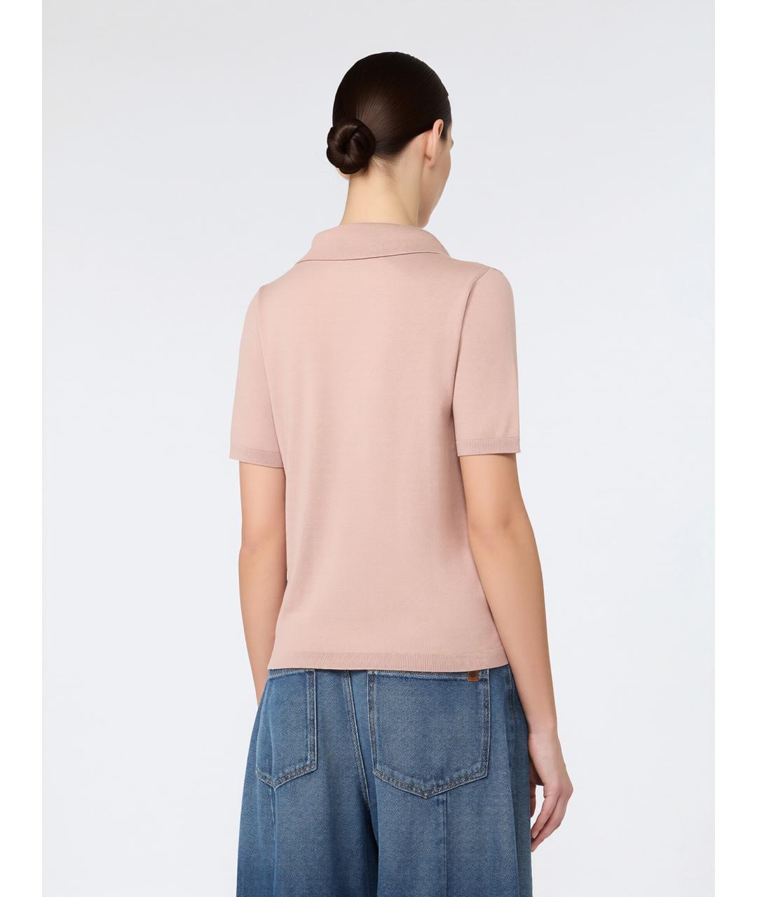 WEEKEND MAX MARA Розовая шелковая футболка, фото 4