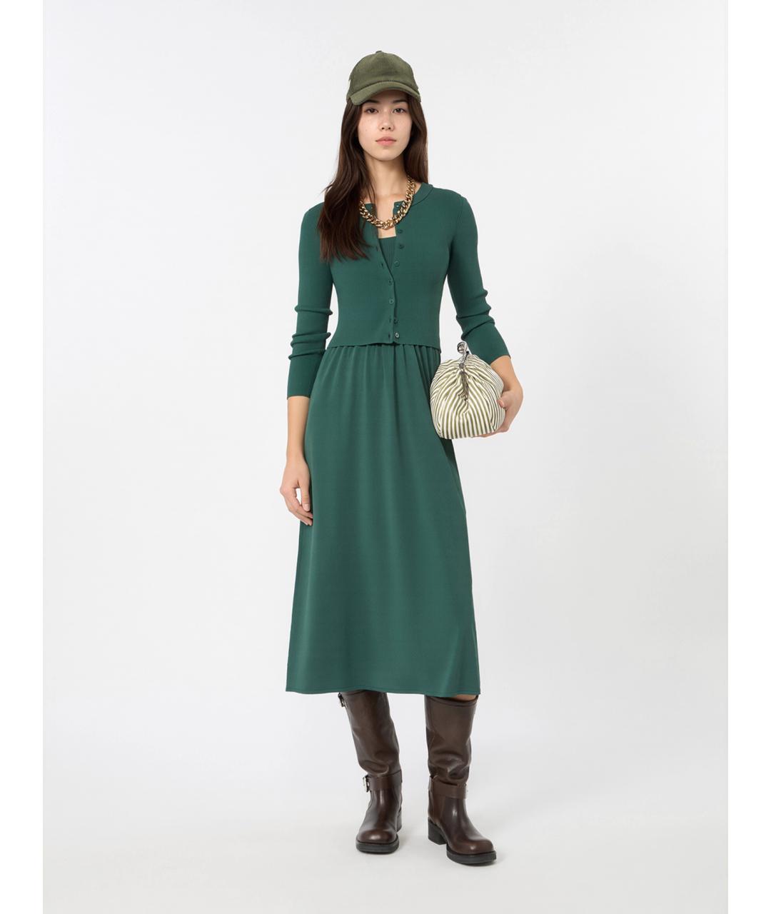 WEEKEND MAX MARA Зеленое вискозное повседневное платье, фото 2