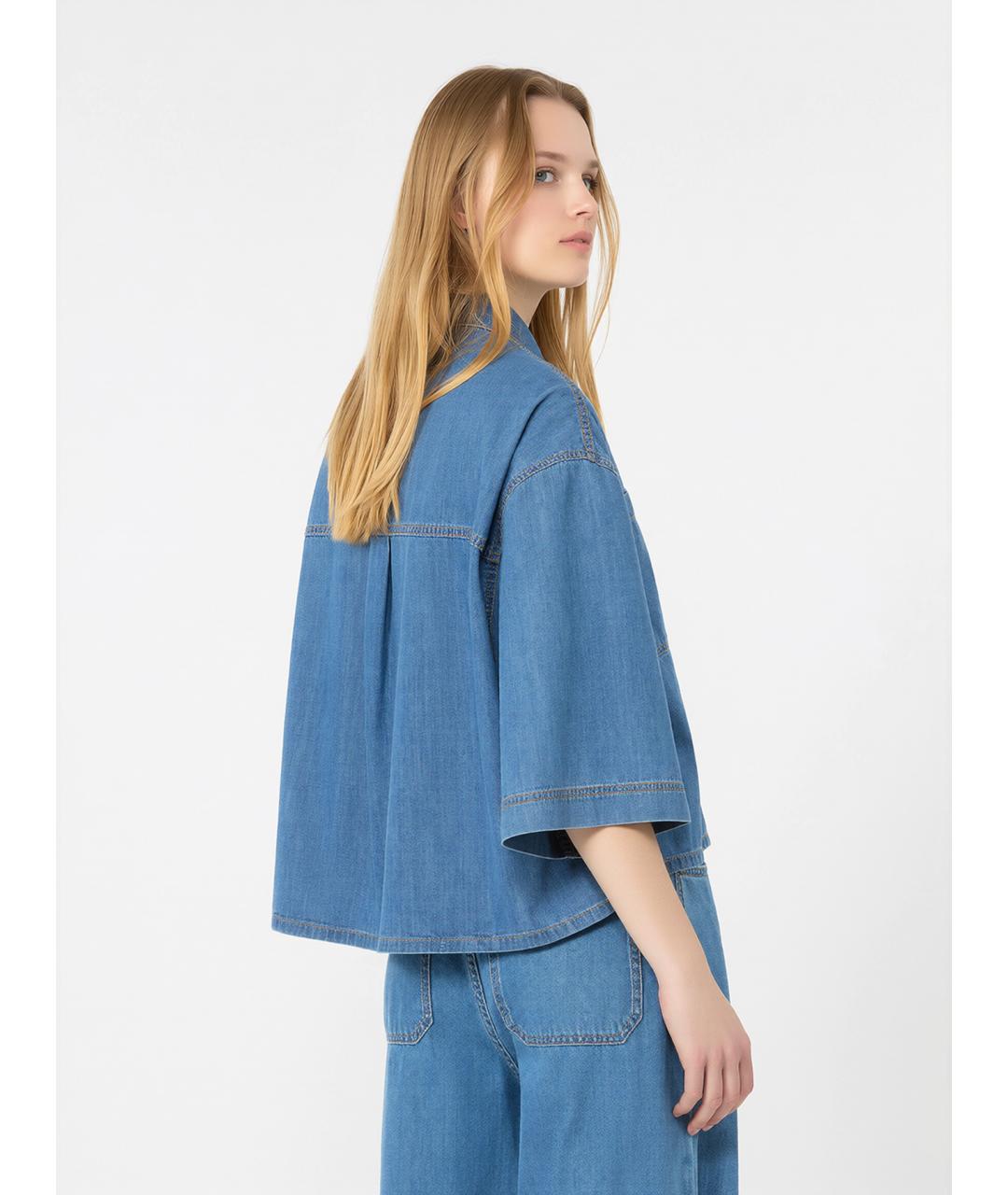 WEEKEND MAX MARA Синяя хлопковая рубашка, фото 4