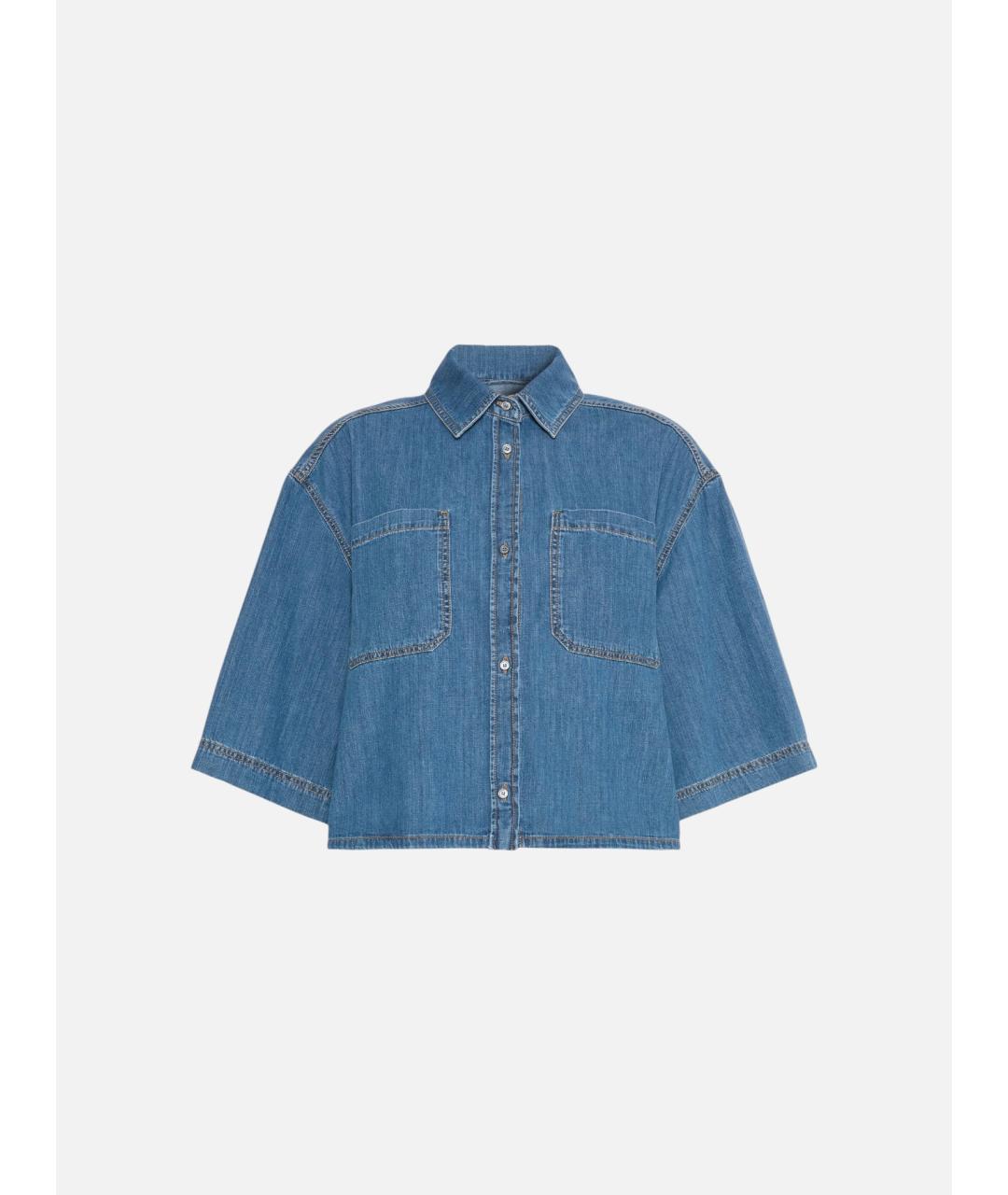 WEEKEND MAX MARA Синяя хлопковая рубашка, фото 1