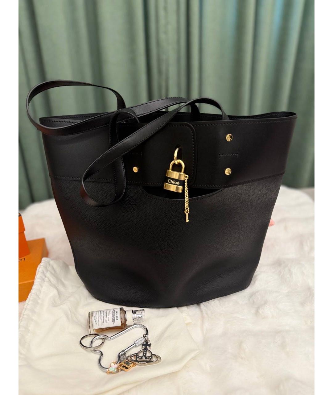 CHLOE Черная кожаная сумка тоут, фото 3