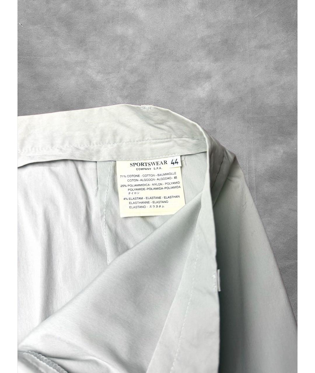 CP COMPANY Серые хлопко-эластановые прямые брюки, фото 4