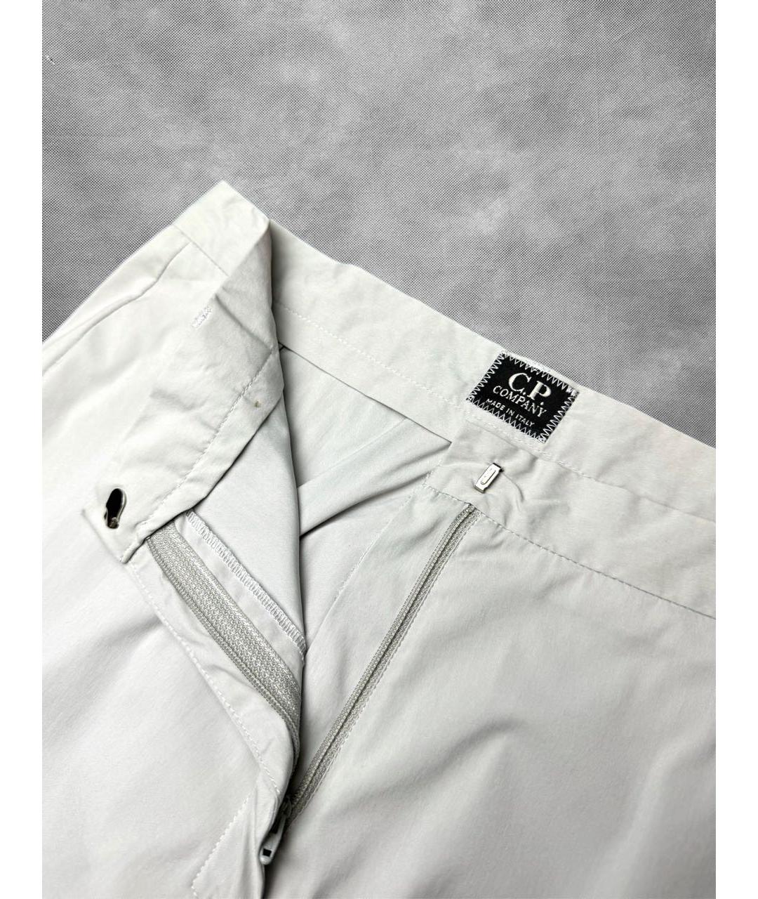 CP COMPANY Серые хлопко-эластановые прямые брюки, фото 3