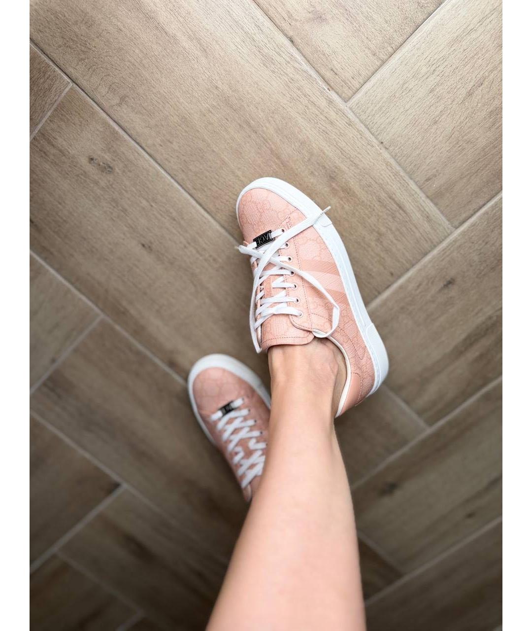 GUCCI Коралловые кожаные кроссовки, фото 3