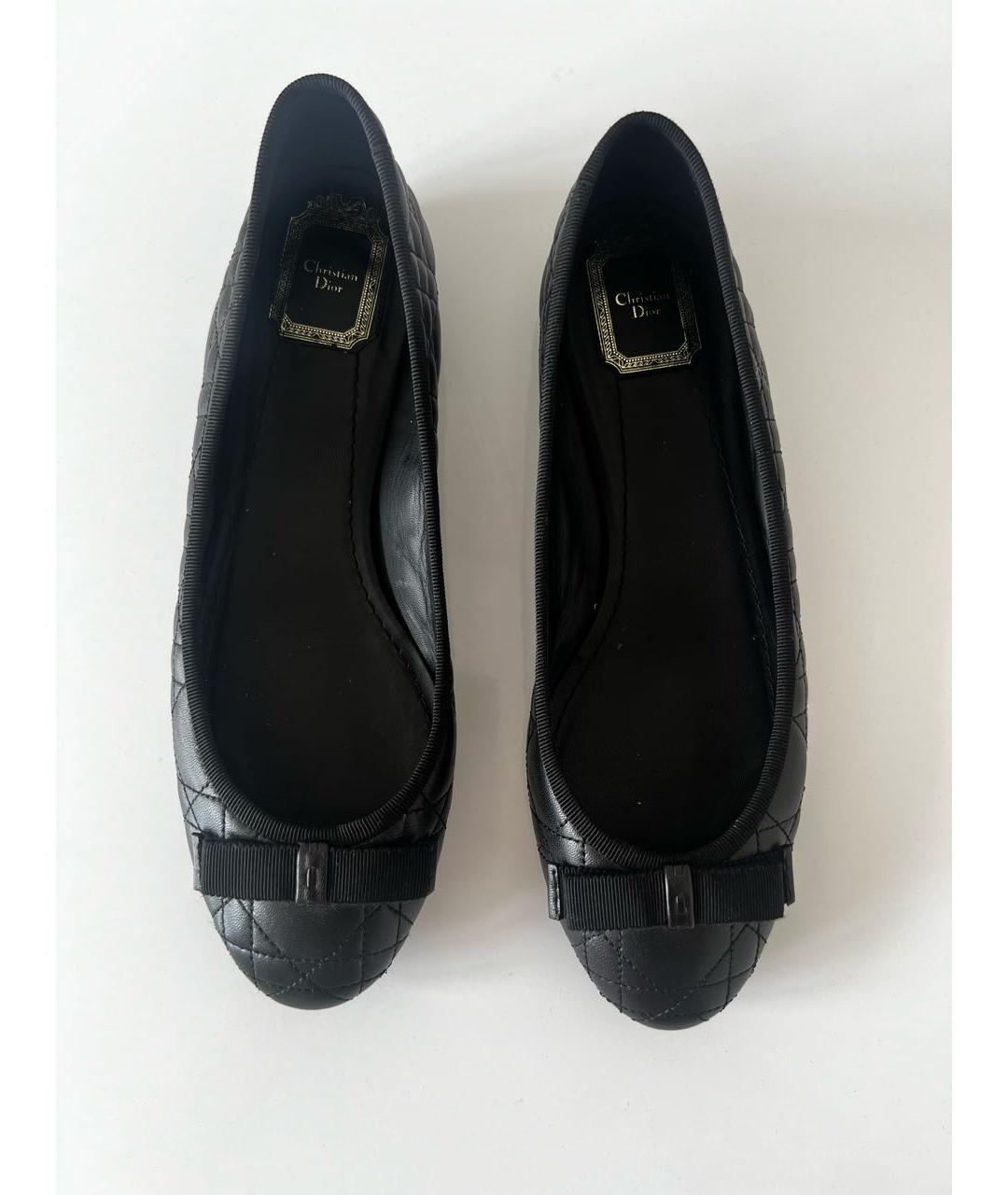 CHRISTIAN DIOR Черные кожаные балетки, фото 2