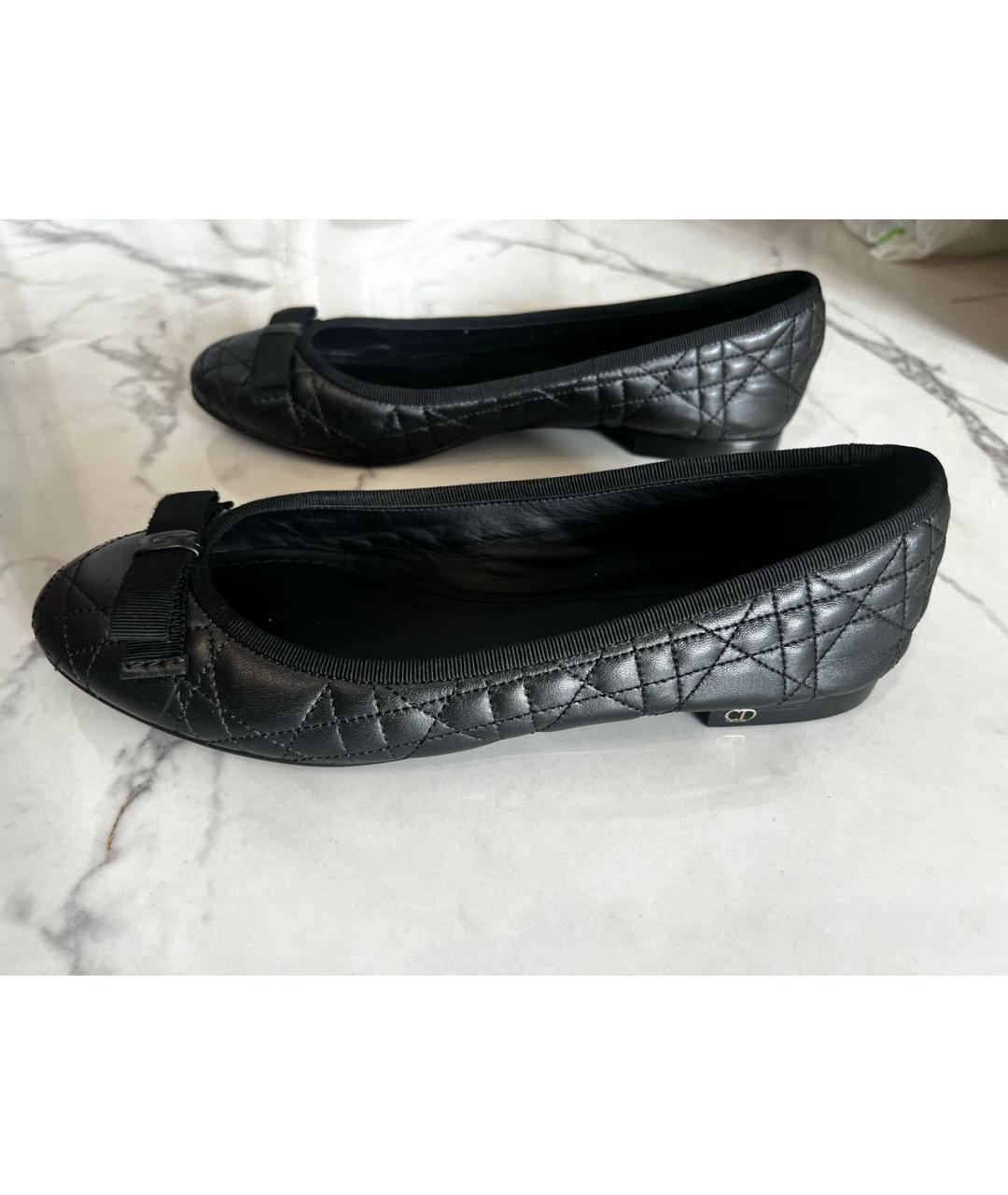CHRISTIAN DIOR Черные кожаные балетки, фото 5