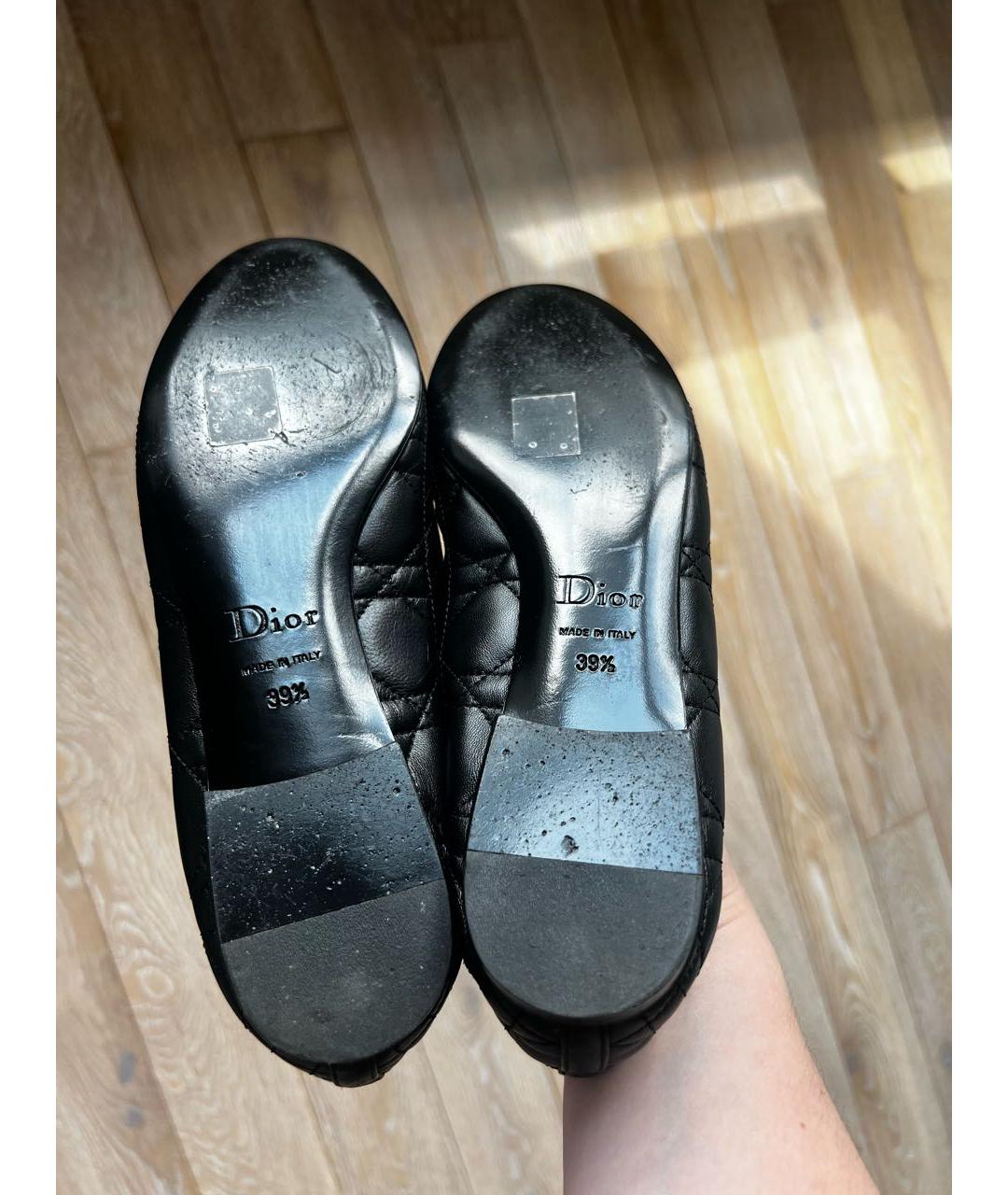 CHRISTIAN DIOR Черные кожаные балетки, фото 4
