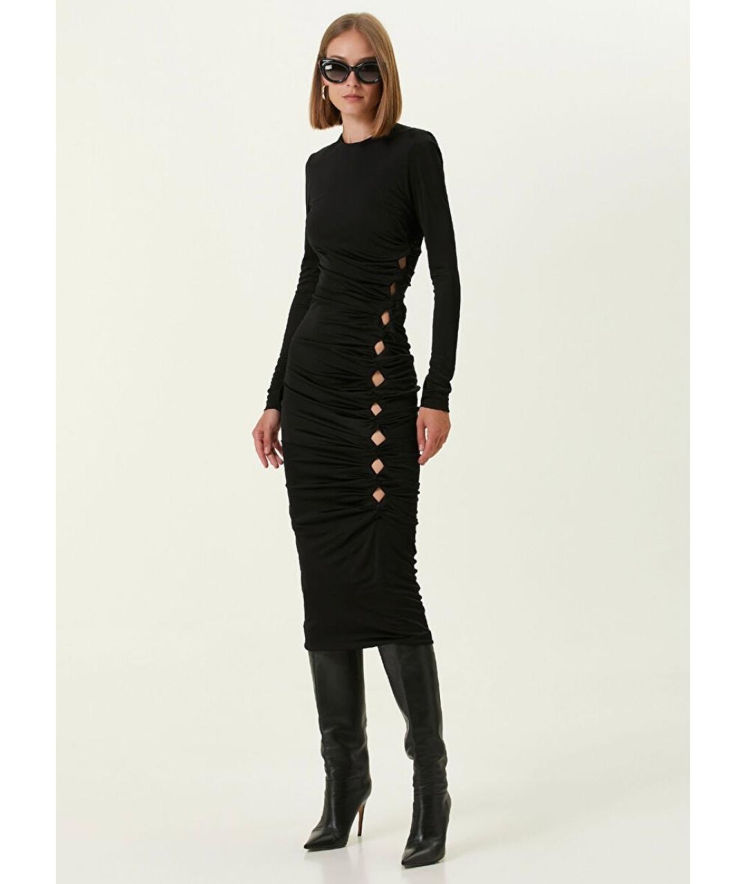 VERSACE Черное вискозное коктейльное платье, фото 3