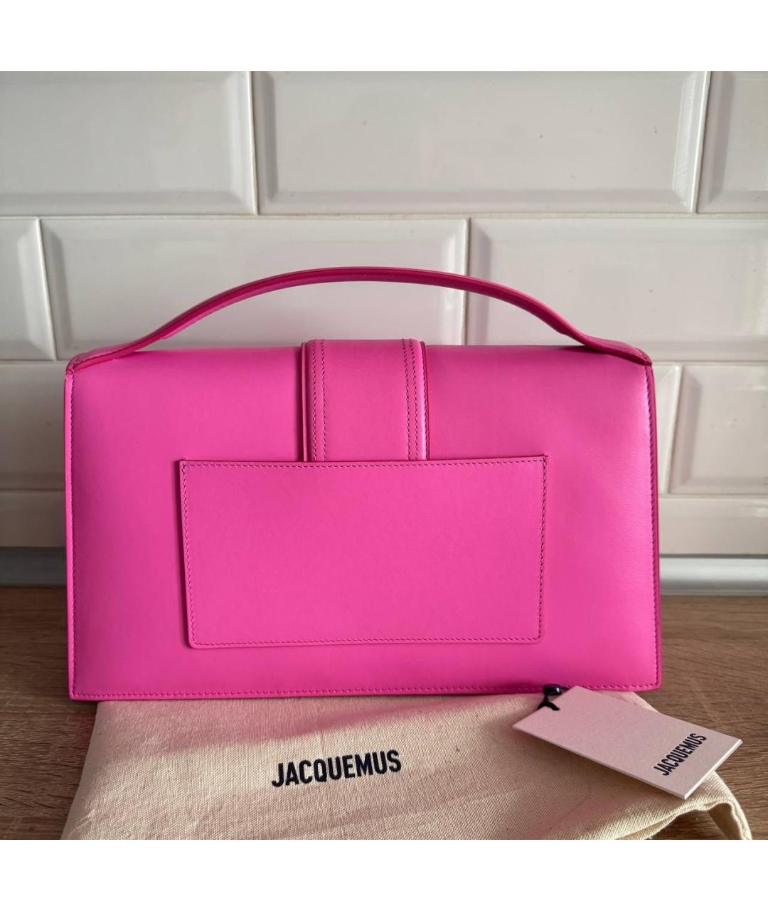 JACQUEMUS Розовая кожаная сумка с короткими ручками, фото 6