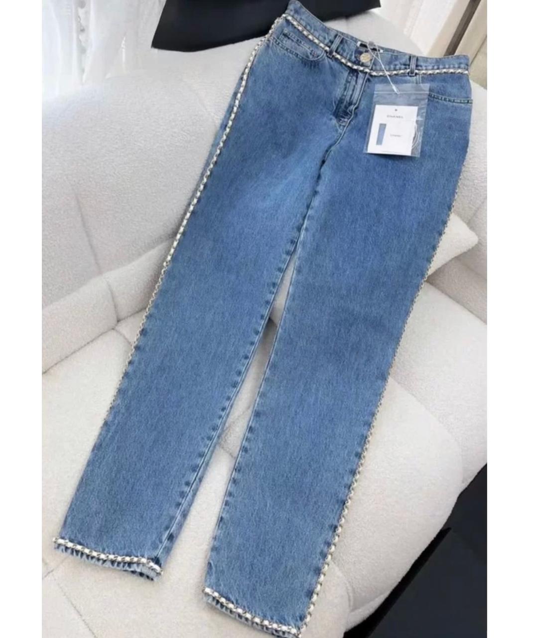 CHANEL Голубые хлопковые прямые джинсы, фото 10