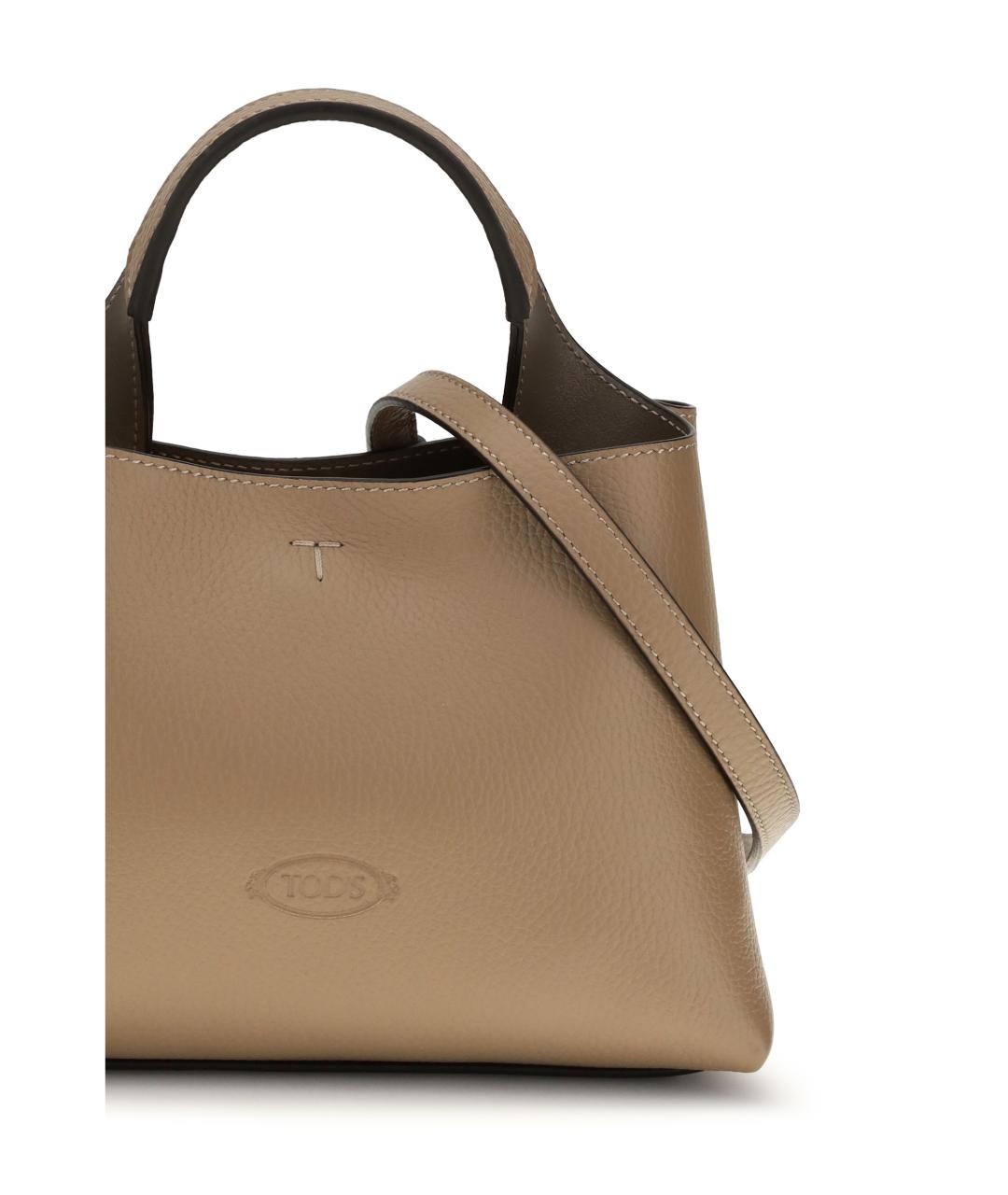 TOD'S Коричневая кожаная сумка тоут, фото 4
