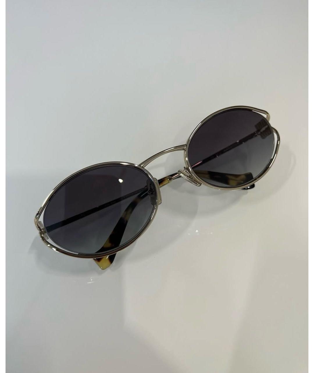 MIU MIU Золотые металлические солнцезащитные очки, фото 2