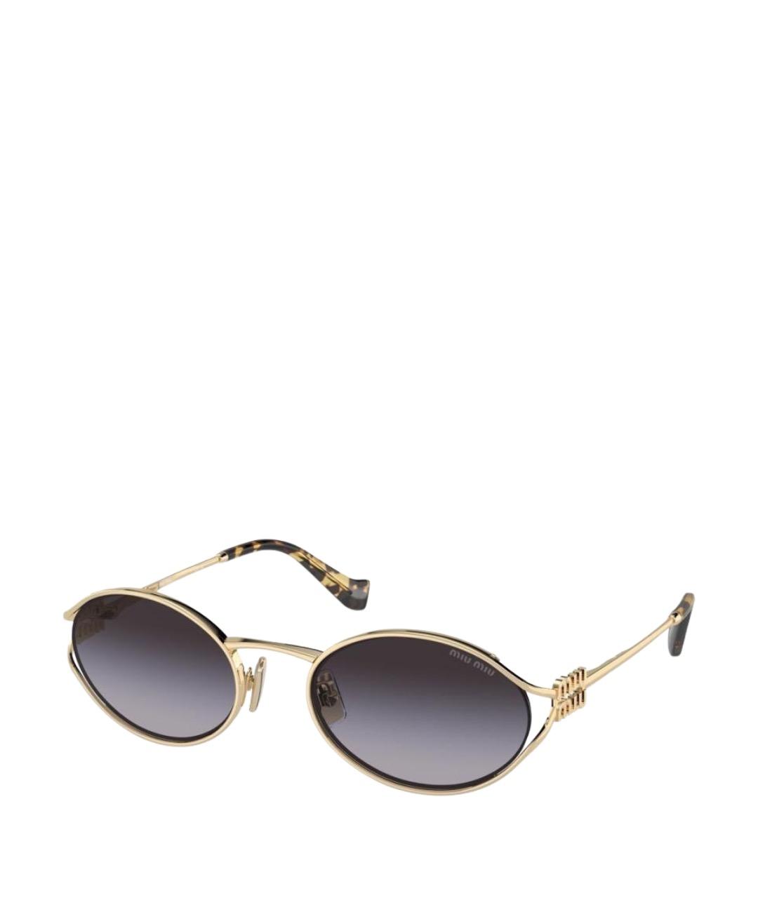 MIU MIU Золотые металлические солнцезащитные очки, фото 1