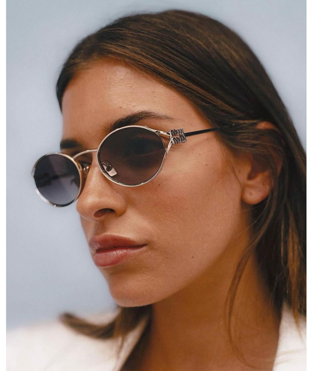 MIU MIU Золотые металлические солнцезащитные очки, фото 6