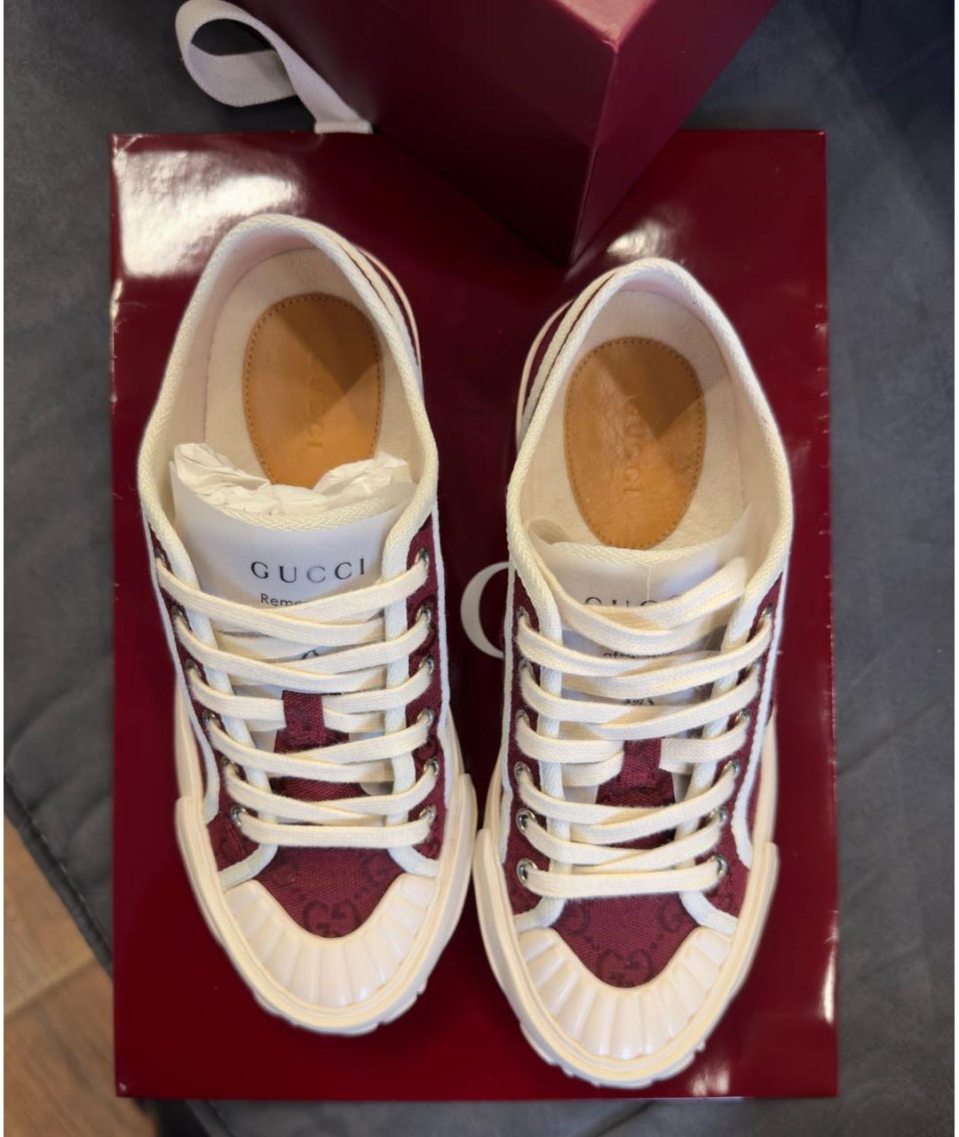 GUCCI Бордовые текстильные кеды, фото 3
