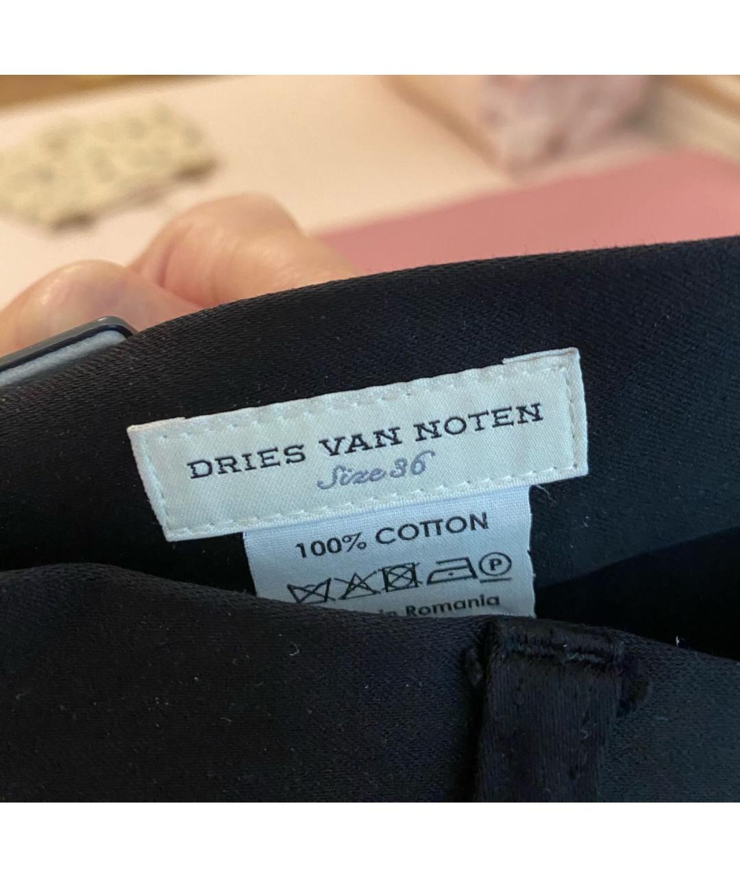 DRIES VAN NOTEN Черные хлопковые прямые брюки, фото 4