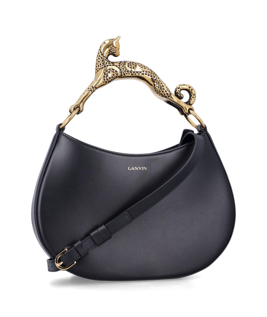 LANVIN Черная кожаная сумка с короткими ручками, фото 2